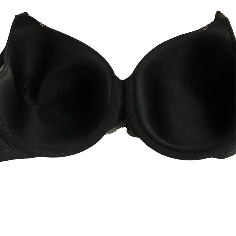 Bali Black 38DD Bra Bronze Lace Underwire‎ Hook Loop Bow, Lightly Padded, Lined